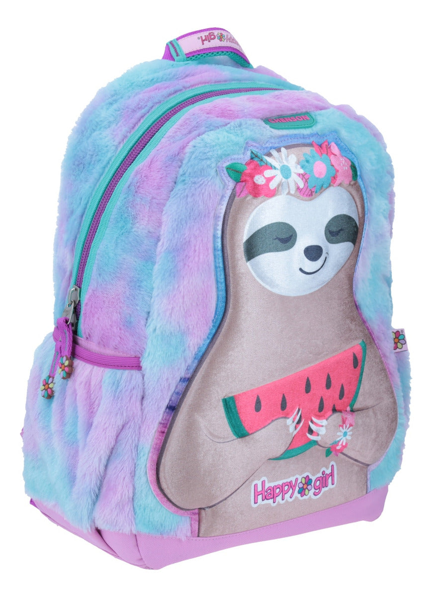 Mochila Grande Chenson Perezoso Peluche Happy Girl Loty Color Lila