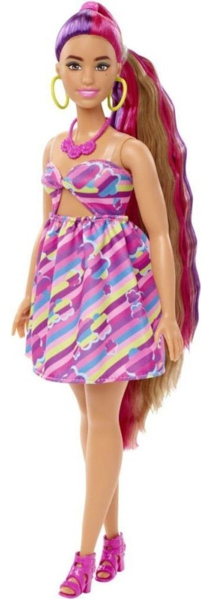 Barbie Totally Hair Vestido De Flores Muñeca 29cm Mattel