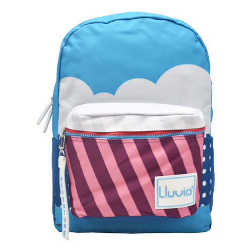 Mochila Nubes Cool Con Compartimiento Para Laptop Lisa Azul Ll20bpi21 Lluvia