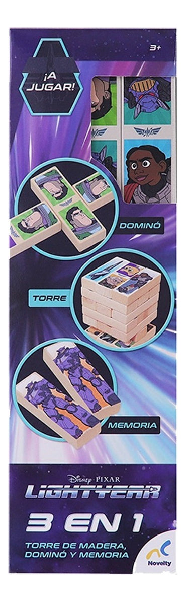 Juegos Torre De Madera, Dominó Y Memoria 3 En 1 Novelty 3