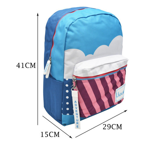 Mochila Nubes Cool Con Compartimiento Para Laptop Lisa Azul Ll20bpi21 Lluvia