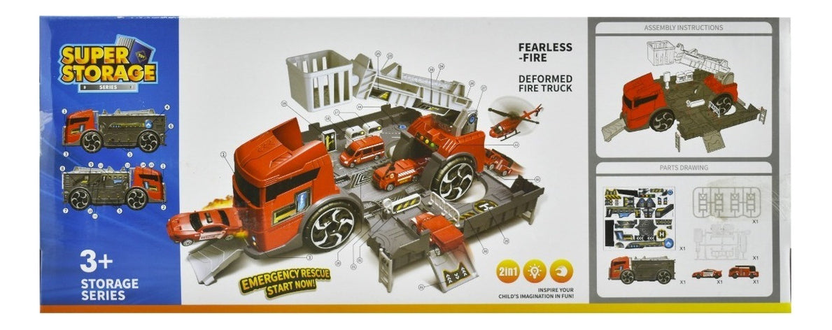 Trailer Super Almacenamiento 35 Cm 2 En 1 Rojo Personaje Super Storage