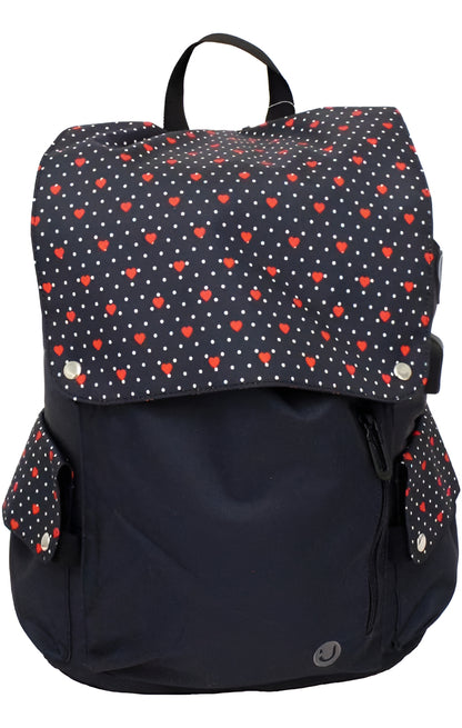 Mochila My Lifestyle Corazones Y Puntos Negro Primaria 157602 Truzt Diseño De La Tela Estampado
