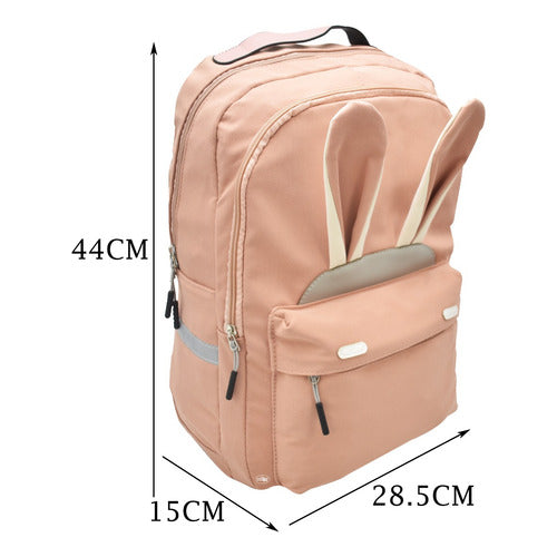Mochila Love Conejo Lisa Bordada Coral Primaria Ll23bjy001