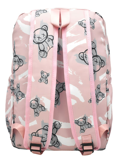 Mochila Escolar Lluvia Osos Rosa 19L Con Cangurera y Compartimento Laptop