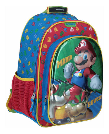 Mochila Chenson Mario Bros Mb64544-r Reforzada Dolay. Color Rojo Diseño de la tela Rayado