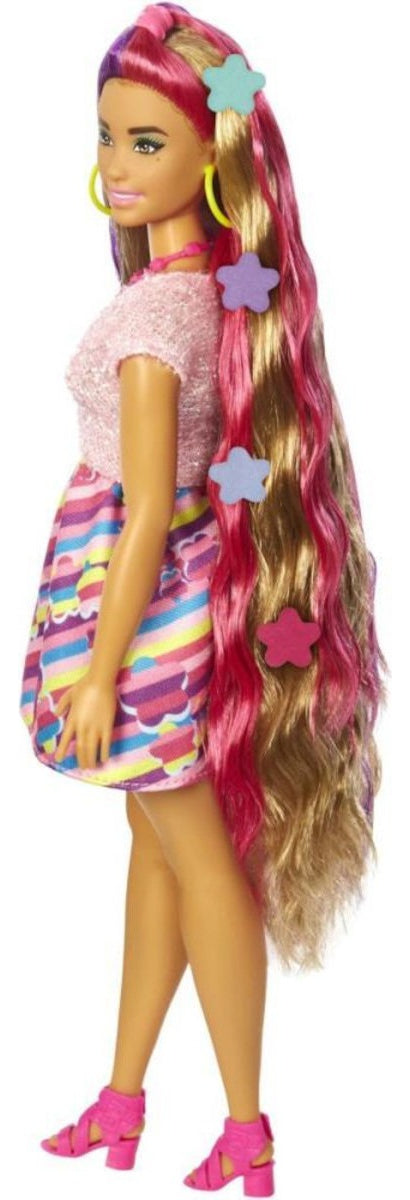 Barbie Totally Hair Vestido De Flores Muñeca 29cm Mattel