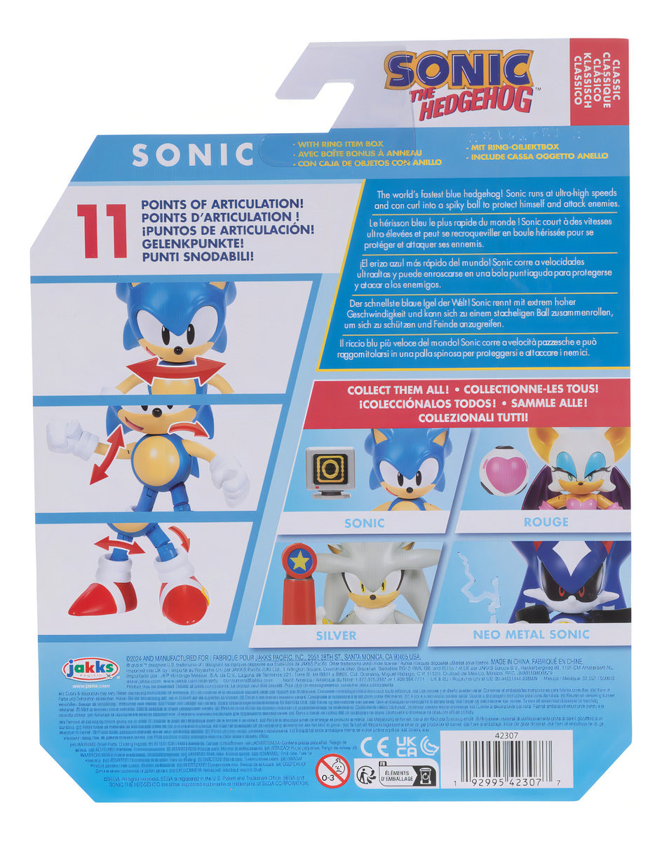 Figura Articulada Classic Sonic 4 Con Ring Item Box