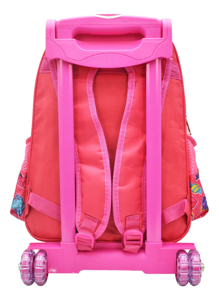 Mochila Escolar Con Ruedas Rosa Poliéster Lluvia 15L 3D Niñas
