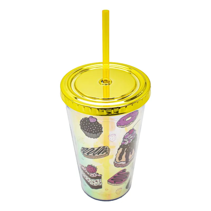 Vaso Plastico Base Luminosa Y Popote Postres Sm22hat311