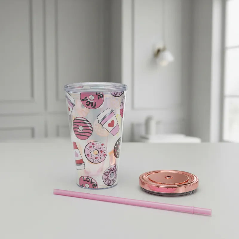Vaso Plastico Base Luminosa Y Popote Postres Sm22hat311