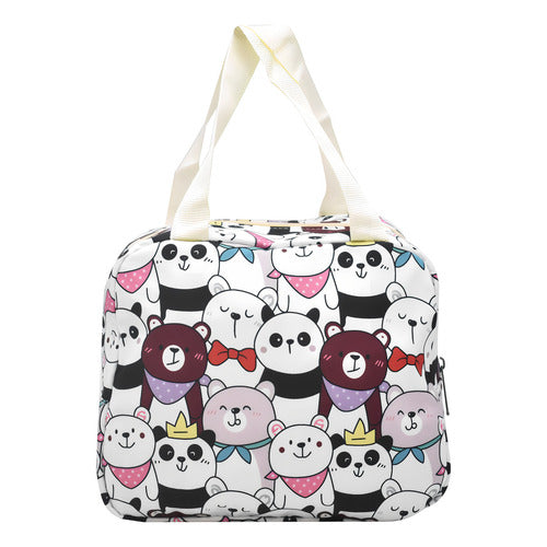 Mochila Escolar Lluvia 22L Blanca Estampada con Lonchera y Lapicera
