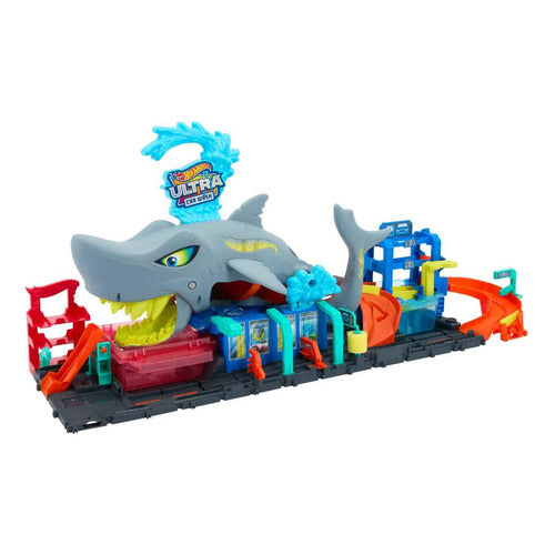 Pista Hot Wheels Mega Rapid Shark Wash City juguete color mate aventura agua diversión segura