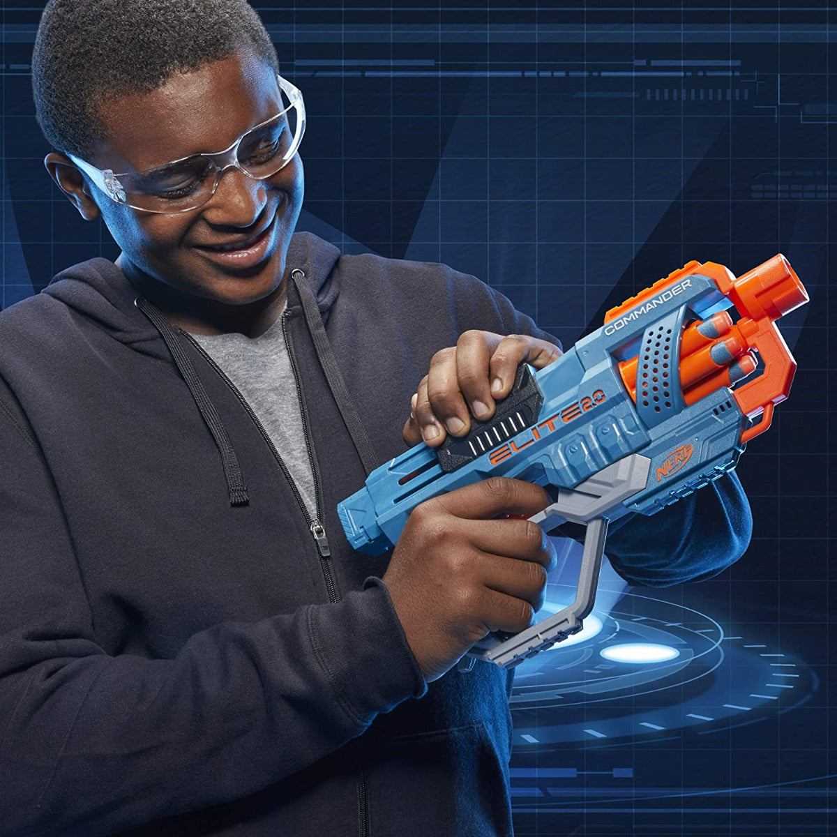 Nerf Elite 2.0 Commander Rd-6 Blaster Con 12 Dardos Color Azul