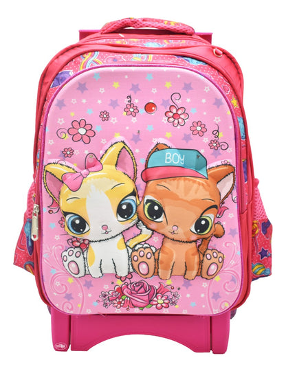 Mochila Escolar Con Ruedas Rosa Poliéster Lluvia 15L 3D Niñas