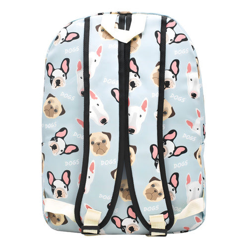 Mochila Escolar Lluvia Celeste Estampada Con Lapicera y Lonchera 27L