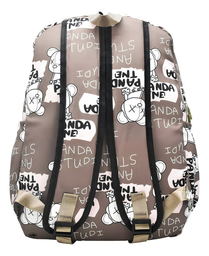 Mochila Escolar Lluvia Panda Estampada 15L Bolsillos Marrón Laptop