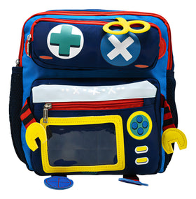Mochila Escolar Niños Lluvia Robot Azul Marino Porta Credencial Impermeable