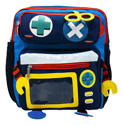 Mochila Escolar Niños Lluvia Robot Azul Marino Porta Credencial Impermeable