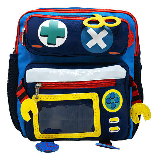 Mochila Escolar Niños Lluvia Robot Azul Marino Porta Credencial Impermeable