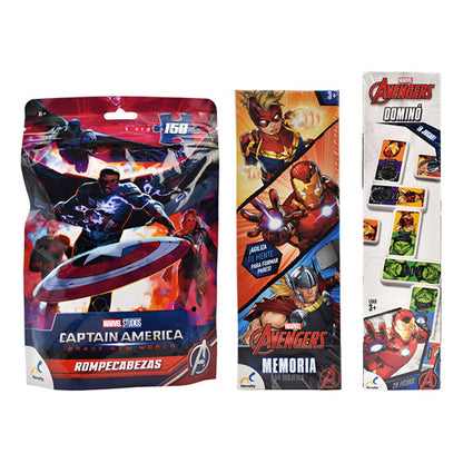 Avengers Pack Rompecabezas Domino Y Memoria Novelty