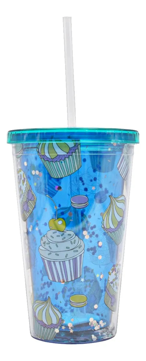 Vaso Plastico Postres Tapa Y Popote Pack 4 Piezas Sm22hat312