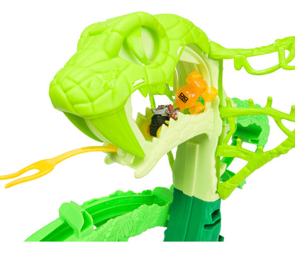 Monster Jam Mini Jams, Cobra's Crazy Escape, set de juego motorizado de 71,1 cm, 2 camiones monstruo metálicos ThunderROARus y JCB Digatron, juguetes para niños y niñas a partir de 3 años