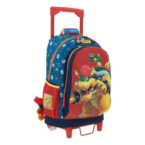 Mochila Ruedas Kit 3pz Super Mario Bowser Primaria Chenson Multicolor Estampado