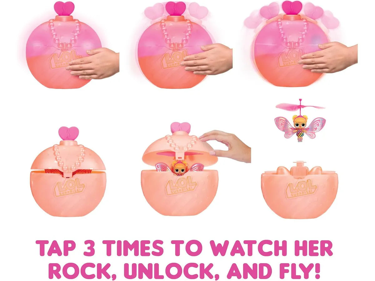 Muñeca L.O.L. Surprise! Magic Flyers Flutter star: Muñeca Voladora Mágica con Efectos de Iluminación Vuelo Interactivo Incluye Baterías y Cable USB