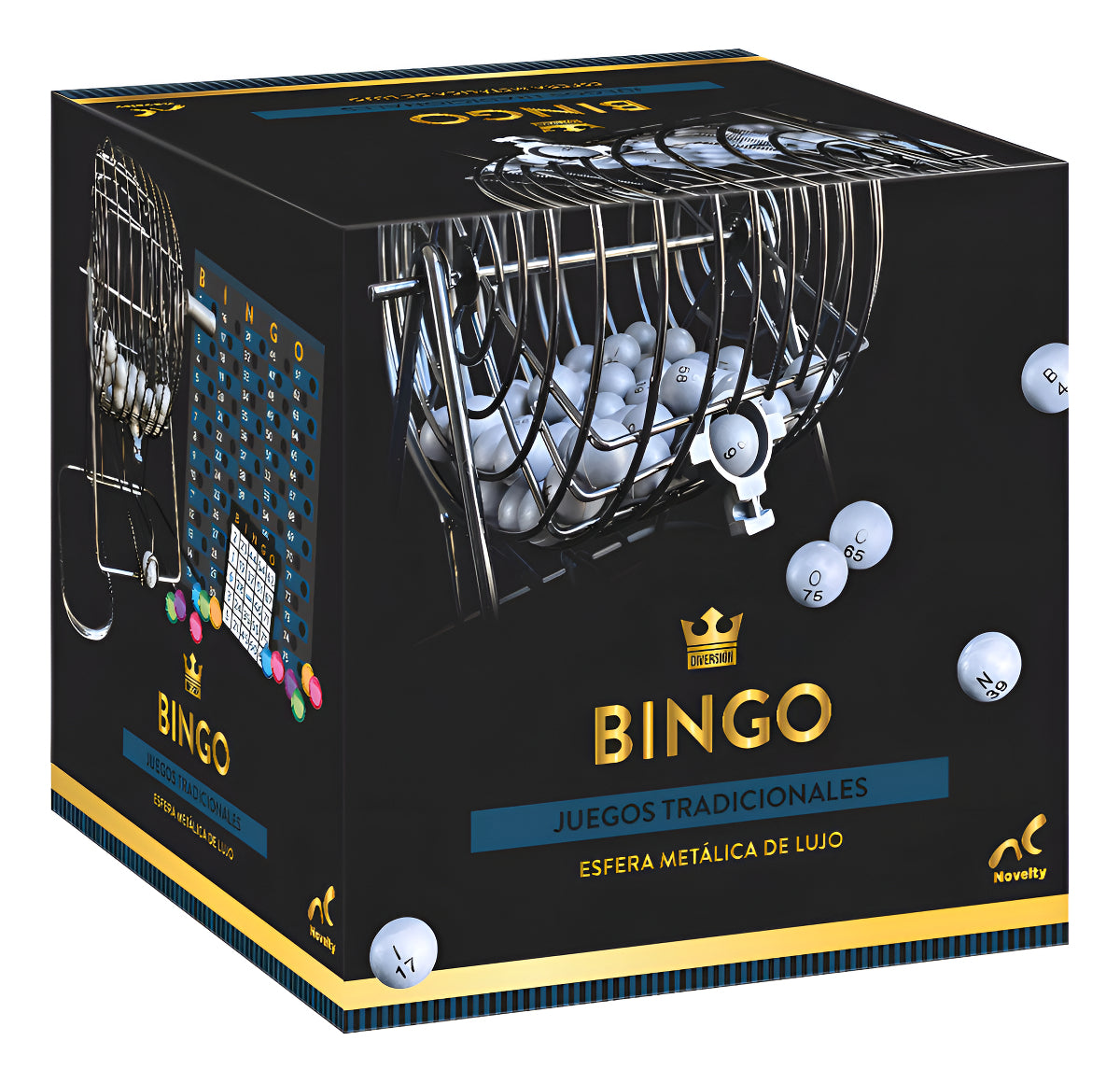 Juego De Bingo Clásico Con Bombo Metálico 75 Bolas Y Cartones Para Niños Y Adultos Jca-3300