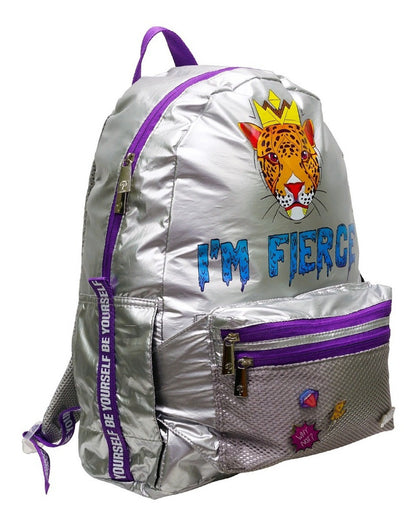 Mochila Polinesios I’m Fierce Original Nueva Color Gris Diseño de la tela Poliéster
