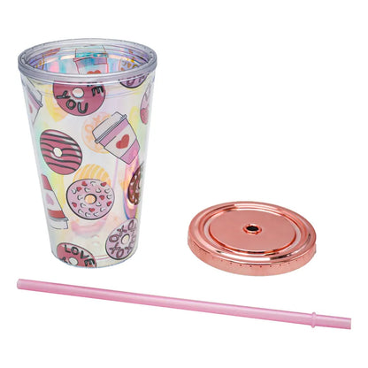 Vaso Plastico Base Luminosa Y Popote Postres Sm22hat311