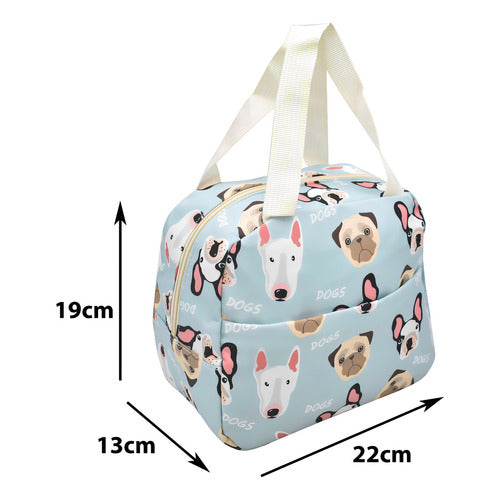 Mochila Escolar Lluvia Celeste Estampada Con Lapicera y Lonchera 27L