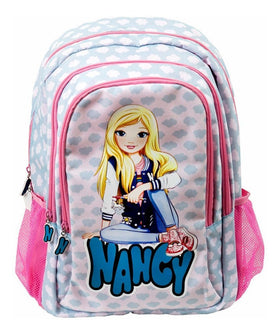 Mochila Escolar De 3 Compartimentos De Nancy Color Azul claro