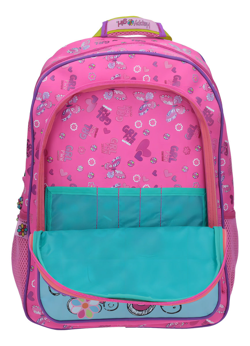 Mochila Grande Rosa Chenson Happy Girl Primaria Awata Para Niña Porta Tablet De Hasta 10 . Rosa Mariposa