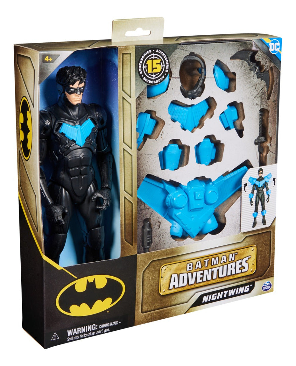Figura Nightwing 30 cm 15 accesorios, 17 puntos articulación