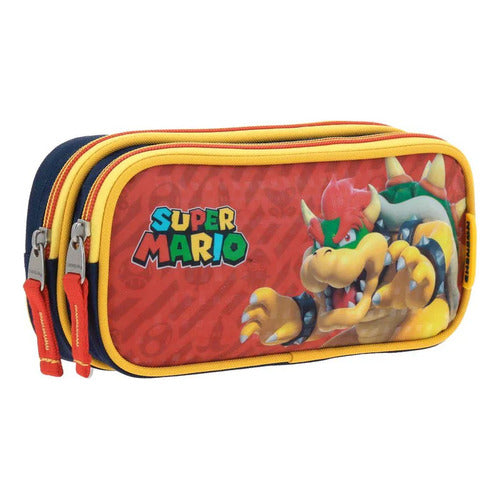 Mochila Ruedas Kit 3pz Super Mario Bowser Primaria Chenson Multicolor Estampado
