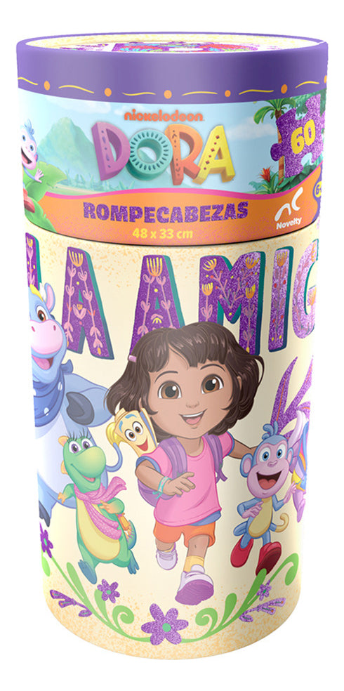 Rompecabezas Dora La Exploradora Infantil 60 Piezas Cilindro