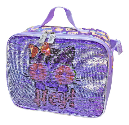 Lonchera Lapicera Gato Lentejuela Reversible Wilys Color Violeta