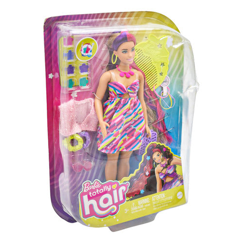 Barbie Totally Hair Vestido De Flores Muñeca 29cm Mattel Cd