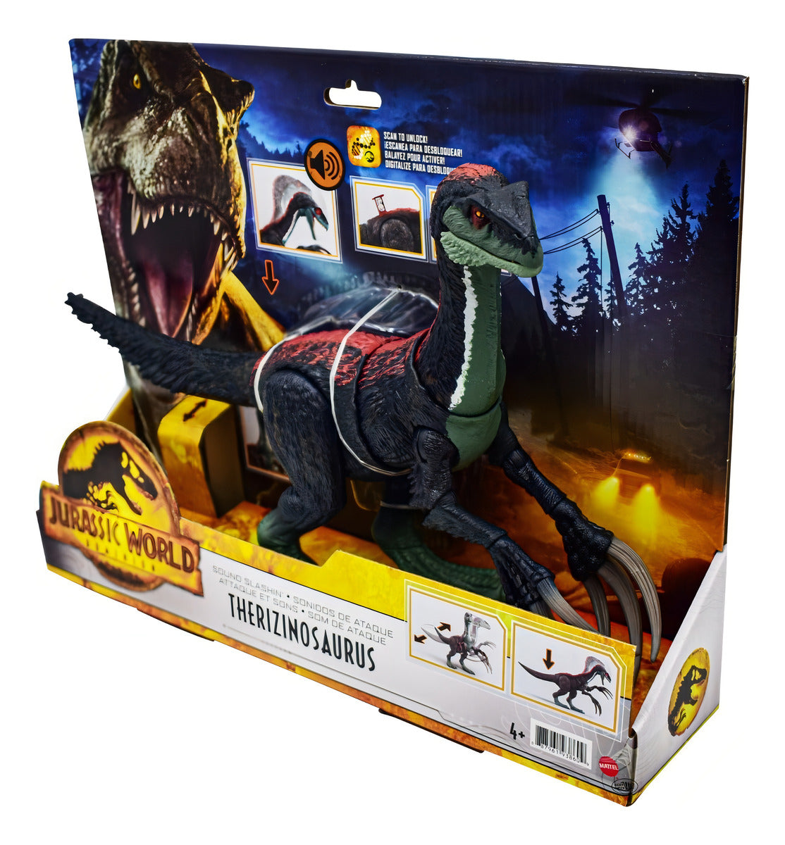 JURASSIC WORLD MATTEL, Therizinosaurus, Dinosaurios Juguetes para Niños, 4+ Años