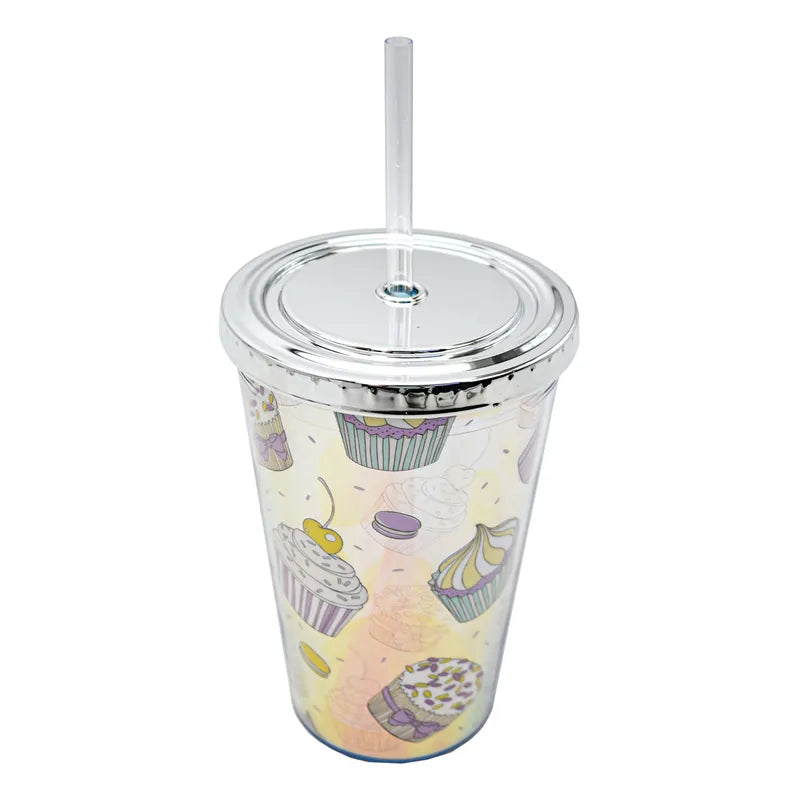 Vaso Plastico Base Luminosa Y Popote Postres Sm22hat311