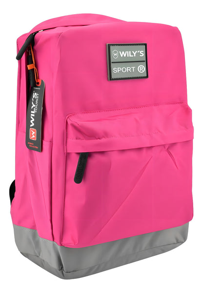 Mochila Escolar Mujer Wily's Rosa Chicle 18L Compartimento Laptop