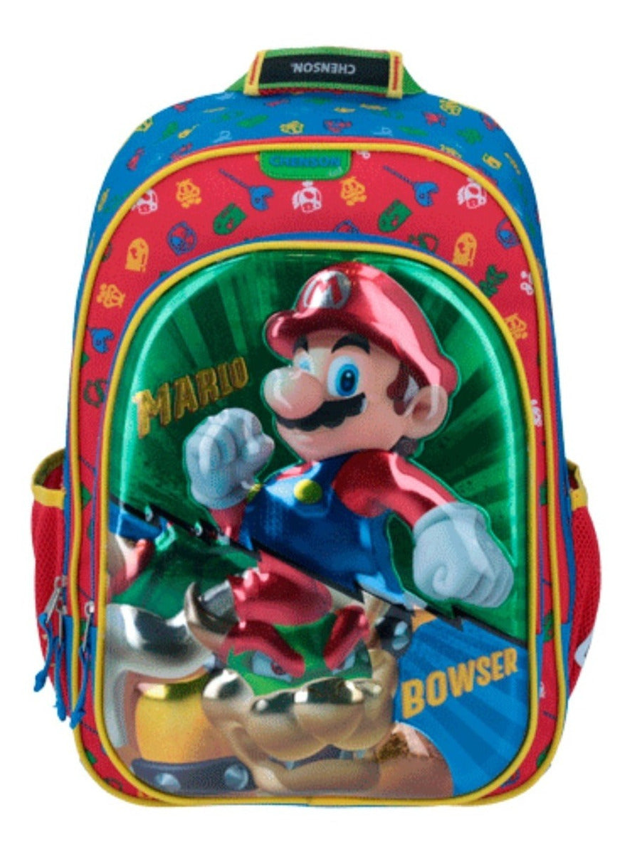 Mochila Chenson Mario Bros Mb64544-r Reforzada Dolay. Color Rojo Diseño de la tela Rayado