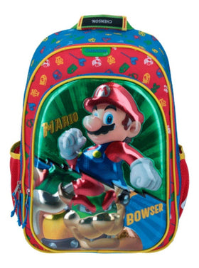 Chenson Mario Bros MB64544-R Reinforced Backpack by Dolay. Red color, striped fabric design.