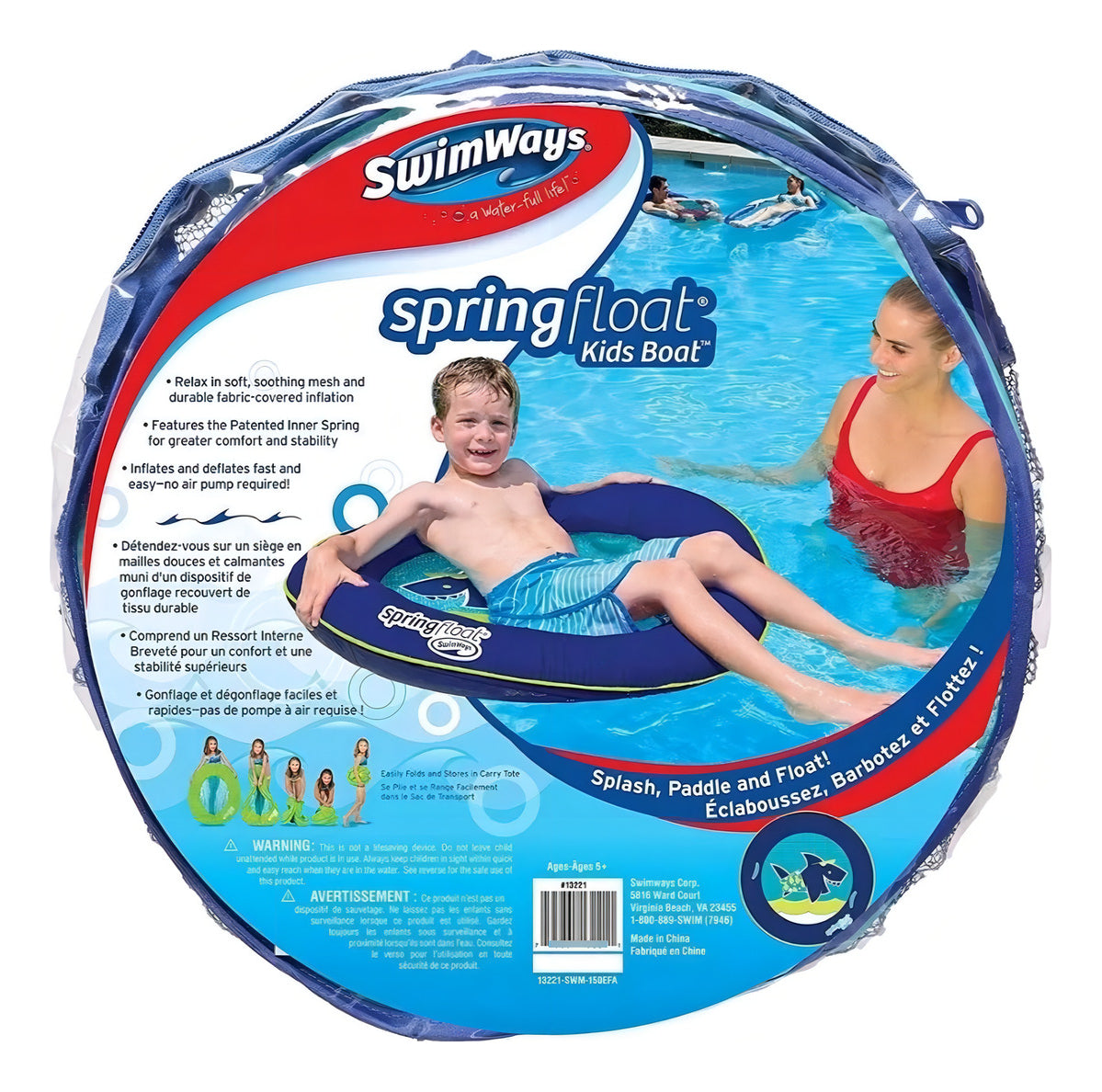 Flotador Inflable Swimways Springfloat Mini Bote Infantil Color tiburón