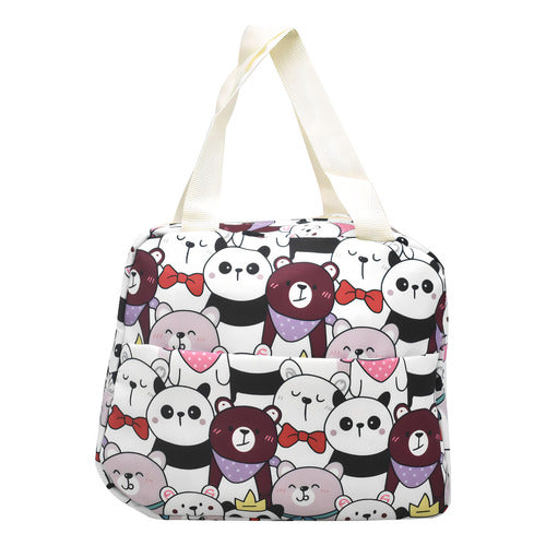 Mochila Escolar Lluvia 22L Blanca Estampada con Lonchera y Lapicera