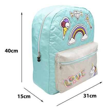 Mochila Escolar Stonefield 19L Estampado Arcoiris Unicornio Color Agua