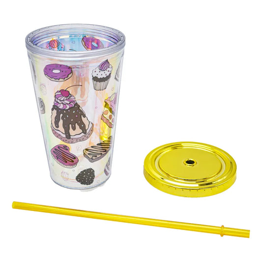 Vaso Plastico Base Luminosa Y Popote Postres Sm22hat311