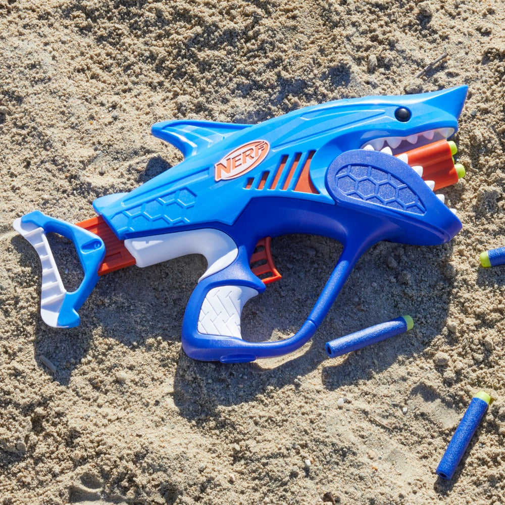 Nerf Junior Wild Sharkfire, Lanzadardo Con 8 Dardos Nerf Eli Azul
